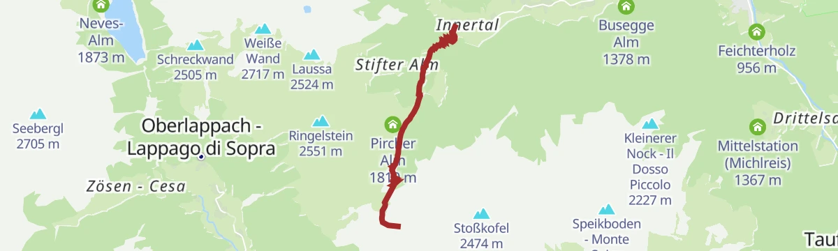 Route map: Ski Tour Gornerberg/Monte Corno (Henne) 2,475 m